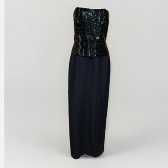 DAYMOR Couture Column Gown w/ Jacket Mother of Bride/Groom Blue Beaded Size 10 - Picture 3 of 16